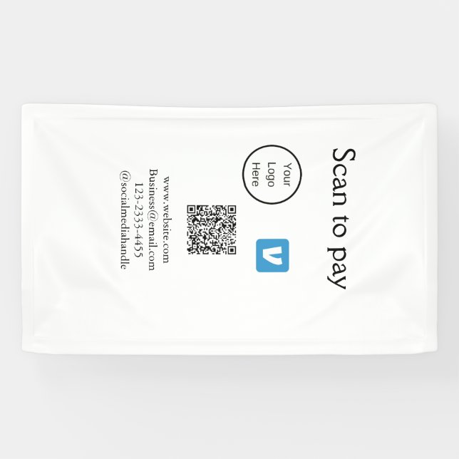 Banderoles Q R code venmo scanner pour payer ajouter le logo  (Horizontal)