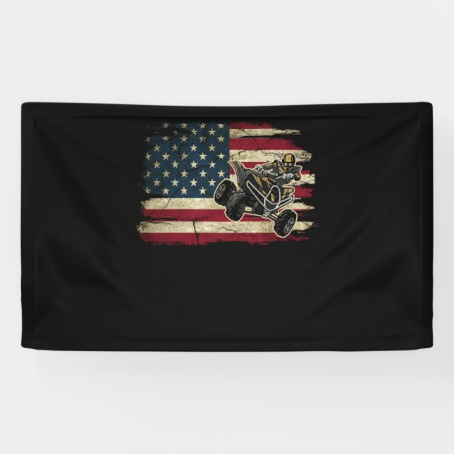 Banderoles Quad Biker America Drapeau Cadeau Vélo Équitation  (Horizontal)