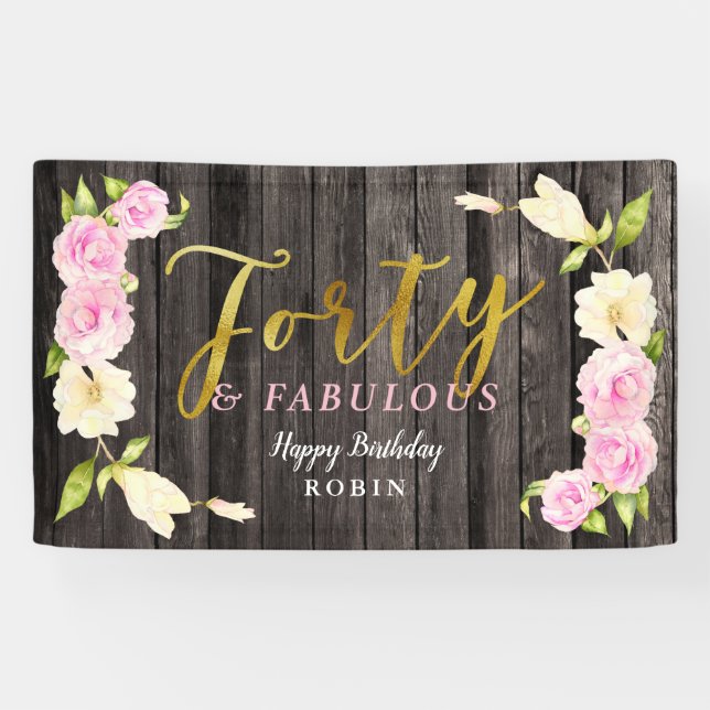 Banderoles Quarante et quarantième anniversaire floral (Horizontal)
