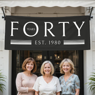 Banderoles Quarantième anniversaire 40 ans fête noir