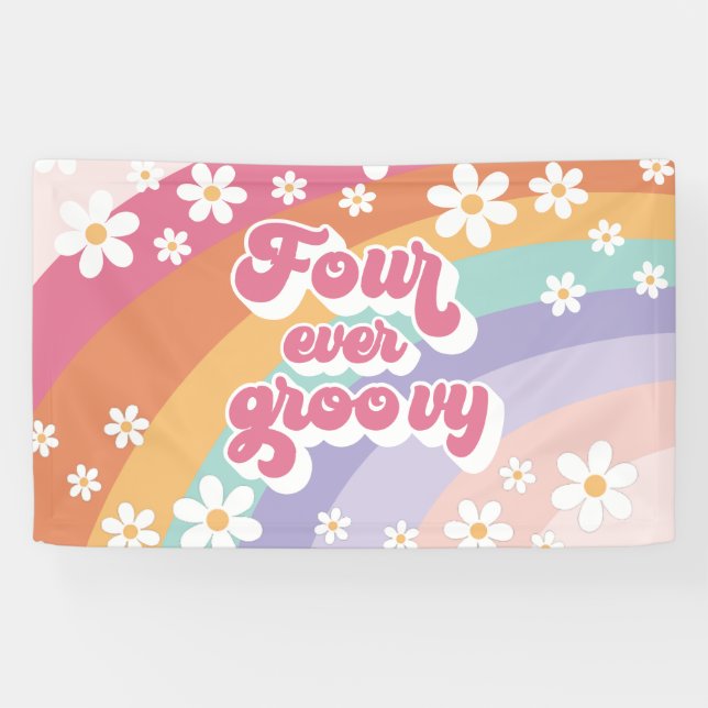 Banderoles Quatre Jours Super Retro Rainbow 4e anniversaire (Horizontal)