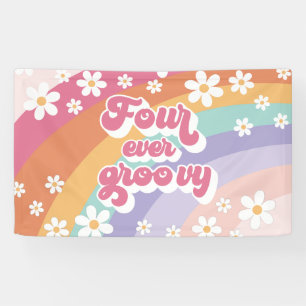 Banderoles Quatre pour toujours Groovy Anniversaire Rétro Arc