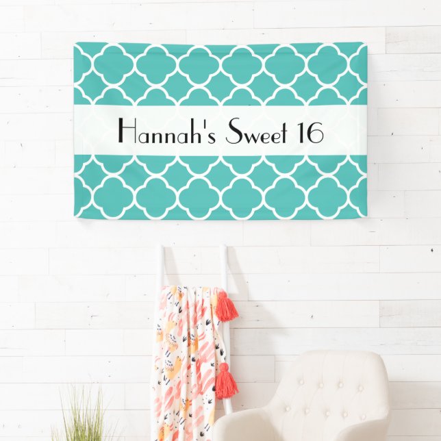 Banderoles Quatrefoil bleu, Trellis marocain, Sweet 16 (En situation)