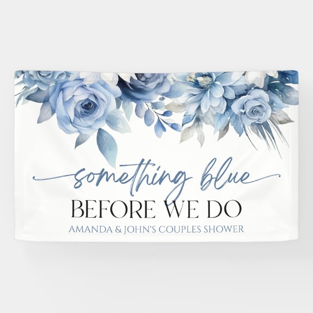 Banderoles Quelque Chose De Bleu Avant De Faire Floral Couple (Horizontal)
