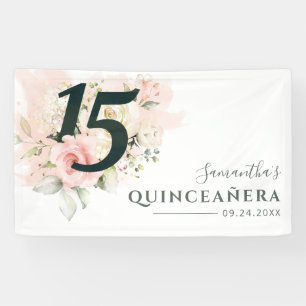 Banderoles Quinceanera Floral rose 15e anniversaire Script