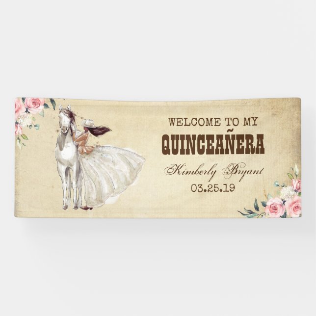 Banderoles Quinceanera Ouest vintage 15e anniversaire (Horizontal)