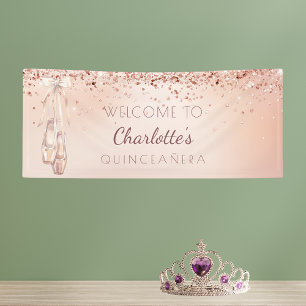 Banderoles Quinceanera rose or rose ballerine chaussures bien