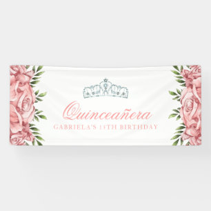 Banderoles Quincennère florale blanche et rose