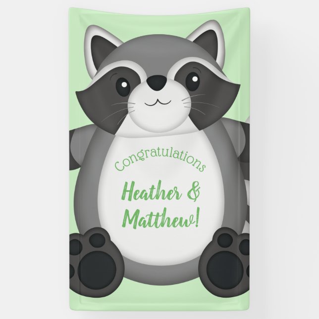 Banderoles Raccoon Baby shower vert (Vertical)