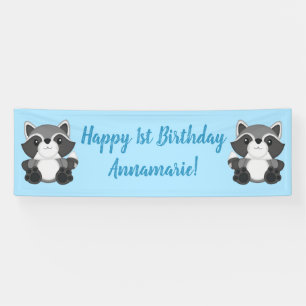 Banderoles Raccoon fête d'anniversaire bleu