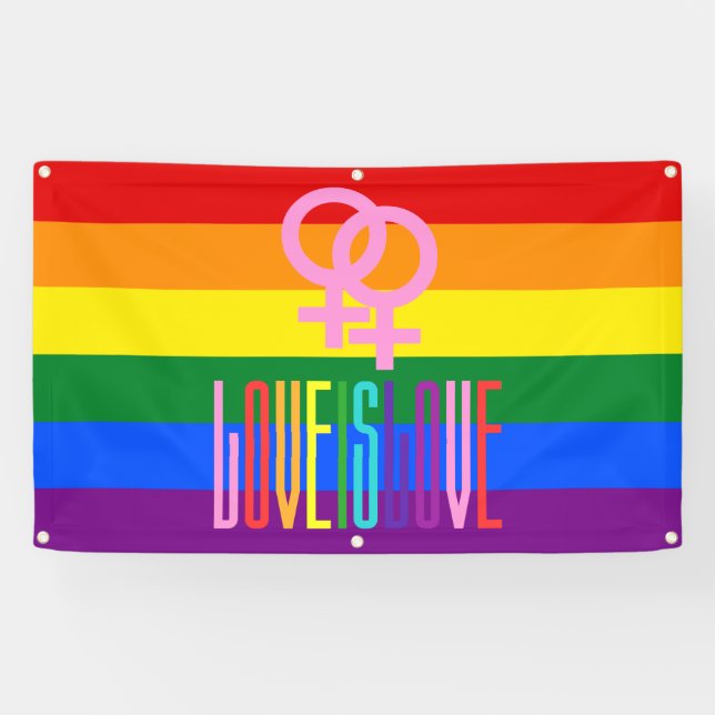 Banderoles Rainbow Flag Lesbian Pride L'amour LGBT (Horizontal)