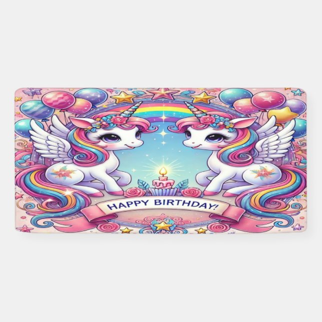 Banderoles Rainbow Royalty Unicorns (Horizontal)