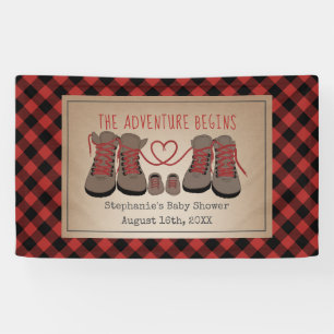 Banderoles Randonnées Boots Adventure Buffalo Plaid Baby sho