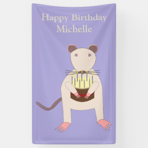 Banderoles Rat de Siamese avec gâteau d'anniversaire personna