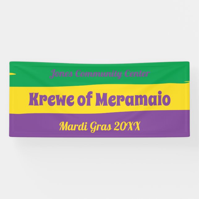 Banderoles Rayures de mardi gras avec le texte fait sur (Horizontal)