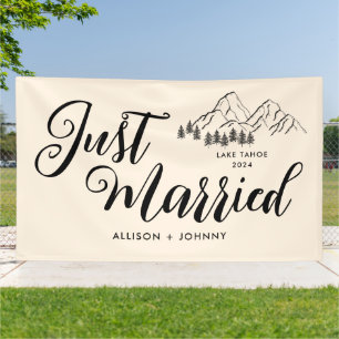 Banderoles Réception Mariée moderne Voiture rustique