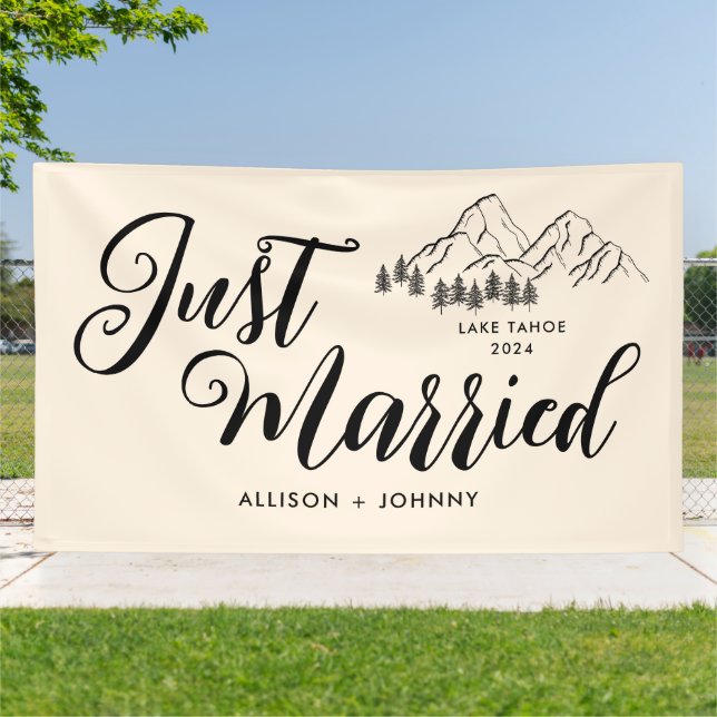 Banderoles Réception Mariée moderne Voiture rustique (Dehors)