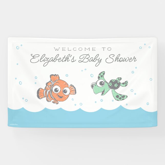 Banderoles Recherche de Baby shower Nemo & Squirt (Horizontal)