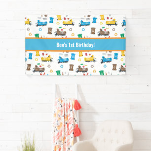 Banderoles Recyclage coloré ordures Camions et poubelles Anni