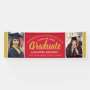 Banderoles Red And Gold Congrats 2e année Photo 2023 Graduati