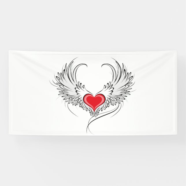 Banderoles Red Angel Coeur avec ailes (Horizontal)