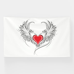 Banderoles Red Angel Coeur avec ailes