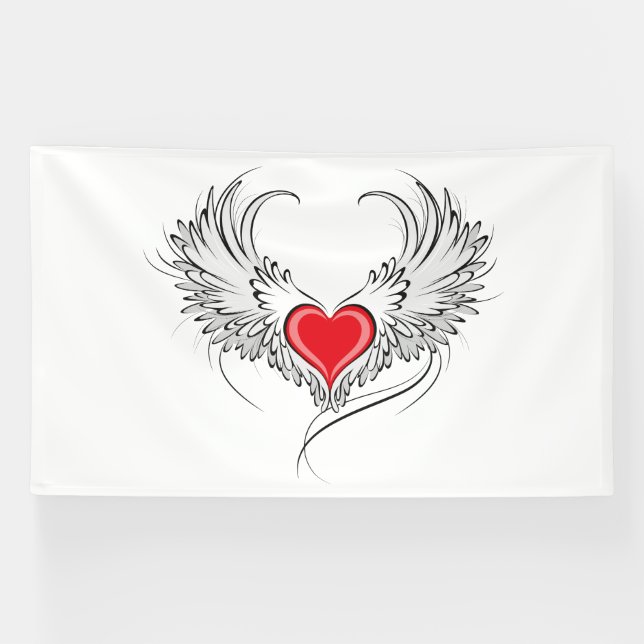 Banderoles Red Angel Coeur avec ailes (Horizontal)