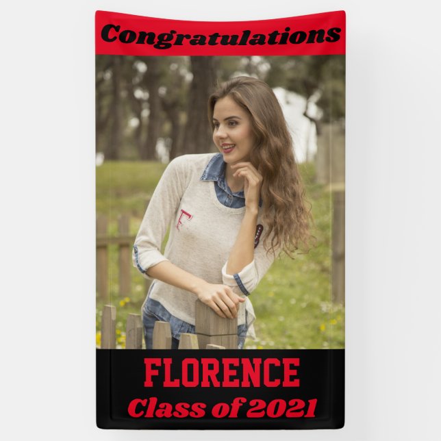 Banderoles Red Black Félicitations Graduation (Vertical)