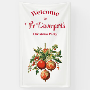 Banderoles Red Christmas Baubles avec Holly Festive