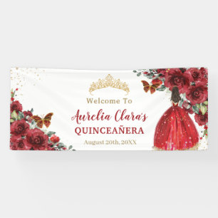 Banderoles Red Floral Princess Quinceañera Accueil