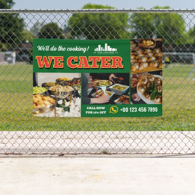 Banderoles Red Green We Cater Restauration Promo Logo 3 Photo (En situation)