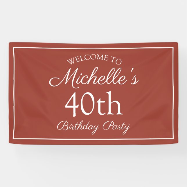 Banderoles Red Orange White 40th Birthday Party (Horizontal)