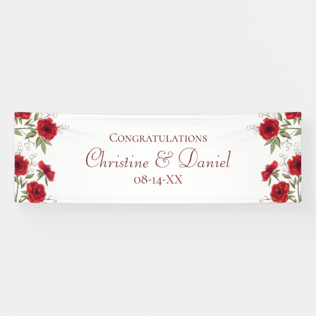 Banderoles Red Rose Romantic Wedding (Horizontal)