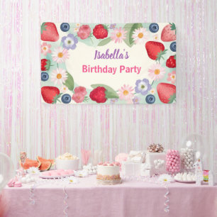 Banderoles Red Strawberry rose Daisy fête d'anniversaire pour