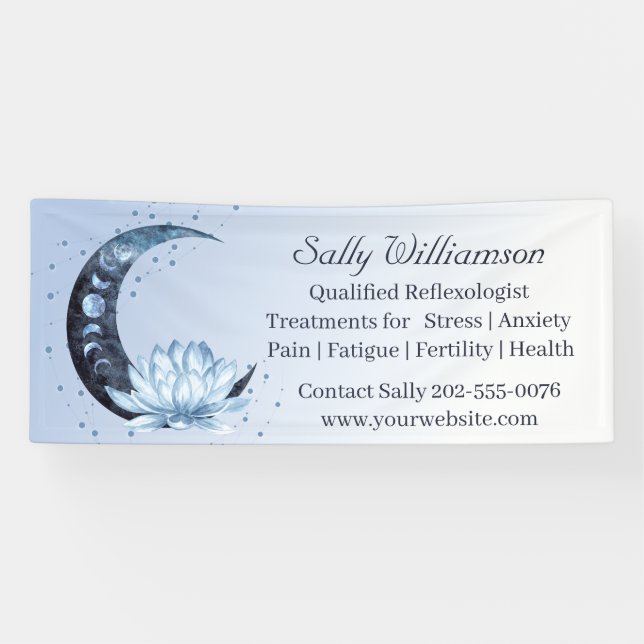 Banderoles Reflexologie Banderon de la lune de Lotus Bleu (Horizontal)