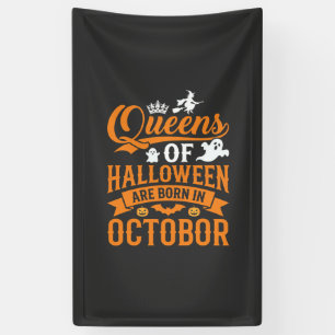 Banderoles Reines d'Halloween Nées en Octobre Typographie Vin