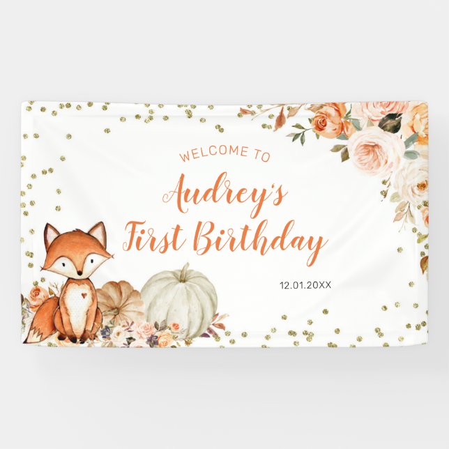 Banderoles Renard d'automne Elle est sauvage Un Anniversaire  (Horizontal)
