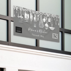 Banderoles Restauration Chef personnel Cuisine Or Qr Code Dri