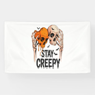 Banderoles Restez Déplaisant PNG, Rétro Halloween crâne