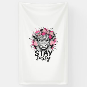 Banderoles Restez Sassy Vache Highland Rose Gravure Vintage S