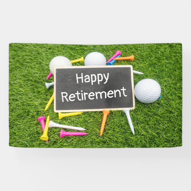 Banderoles Retraite avec bonheur avec golf et golf (Horizontal)