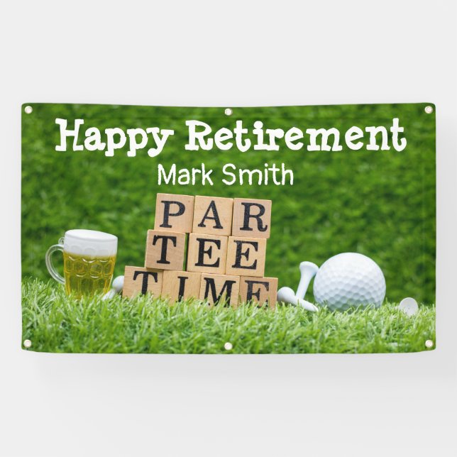 Banderoles Retraite de golf avec boule par tee time sur vert (Horizontal)