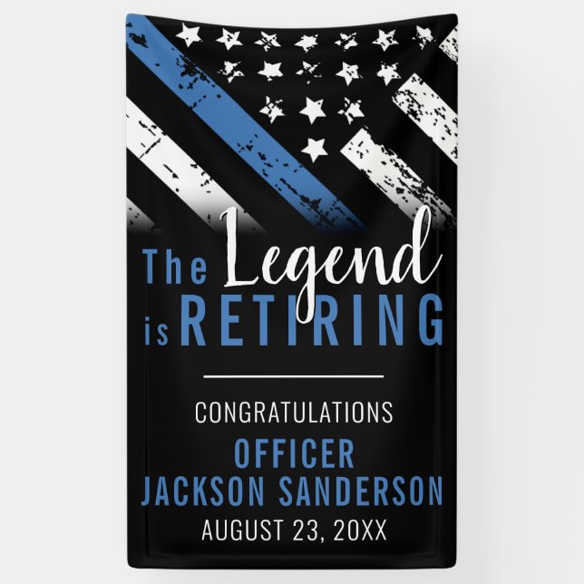 Banderoles Retraite de la police Ligne Bleue Mince Applicatio (Vertical)