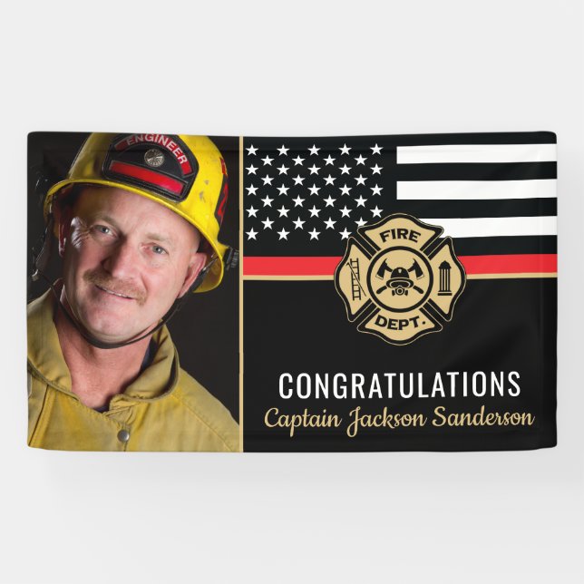 Banderoles Retraite des pompiers Mince Ligne rouge - photo (Horizontal)