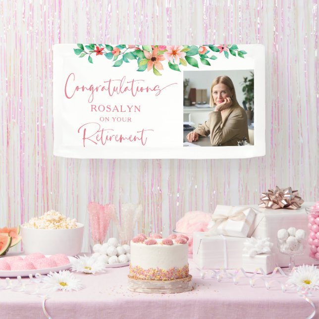 Banderoles Retraite Floral Tropical Congrats (Fête)