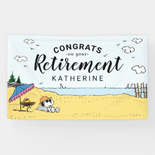 Banderoles Retraite   Snoopy & Woodstock sur la plage