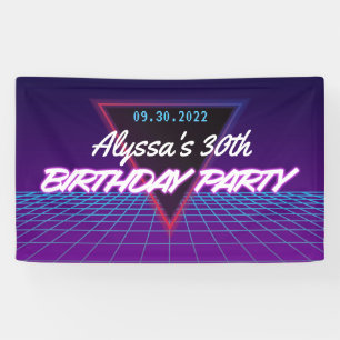 Banderoles Retro 80s Thème Neon violet rose rose fête d'anniv