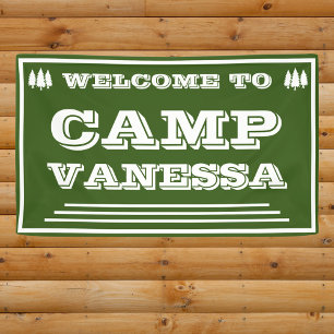 Banderoles Retro Camp Bach Forêt personnalisée Accueil Vert