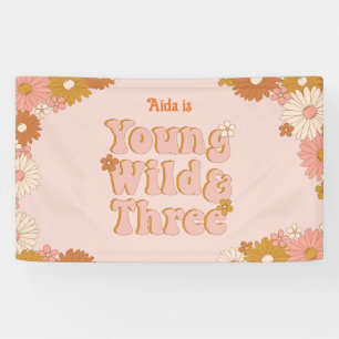 Banderoles Retro Floral Boho 3e anniversaire Contexte