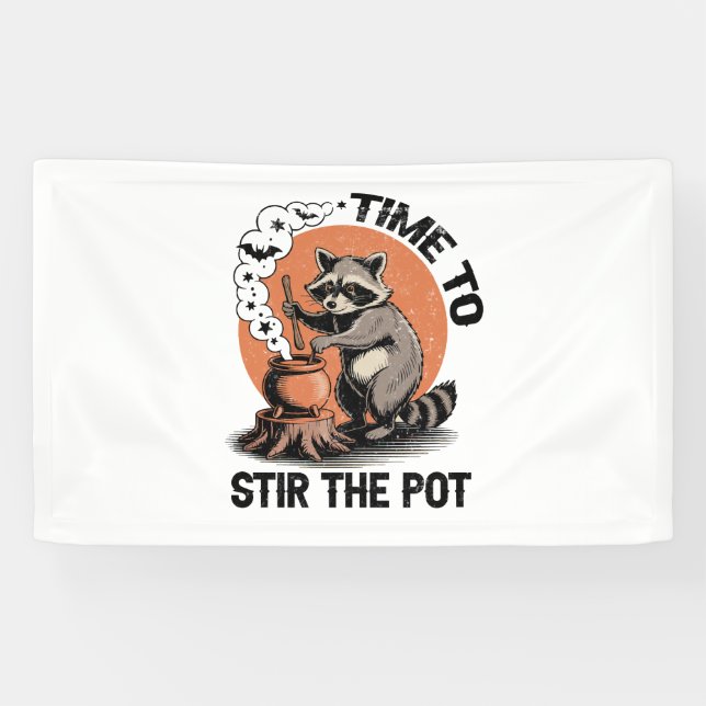Banderoles Retro Halloween Feral Time to Stir Pot (Horizontal)